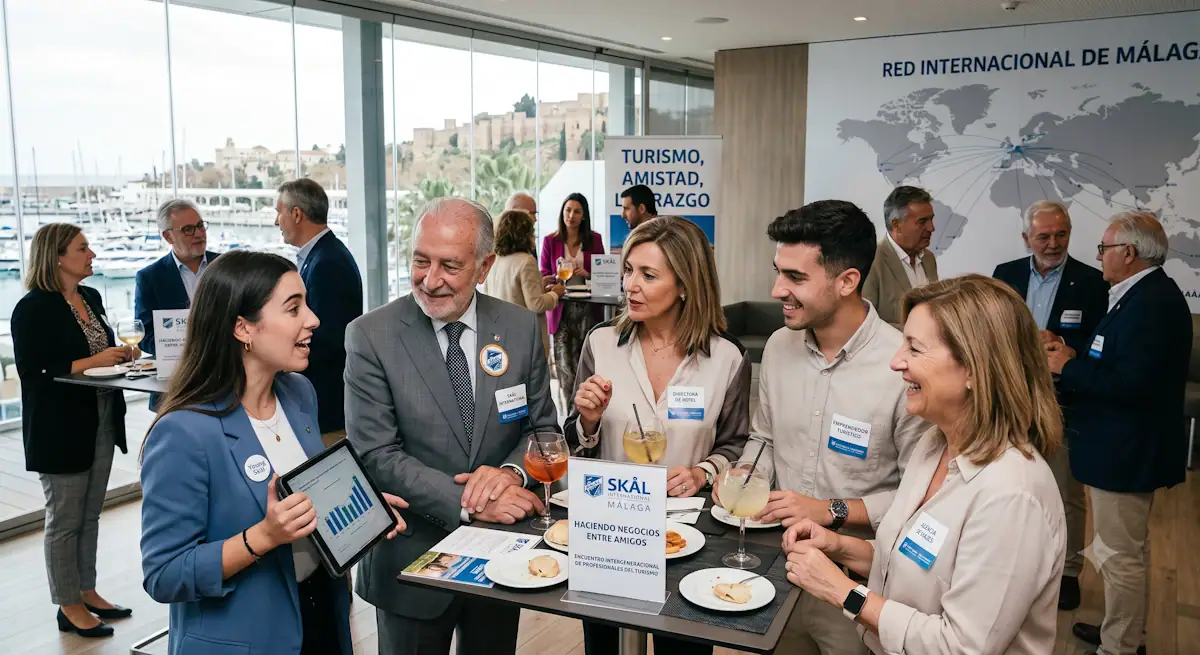 Profesionales en networking en evento de la Red Internacional de Málaga.