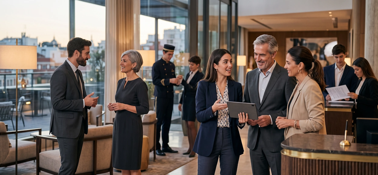 Profesionales del turismo y la hotelería en un establecimiento turístico