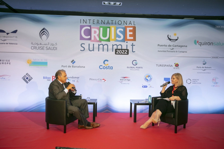 Virginia López Valiente during a professional meeting in the cruise industry