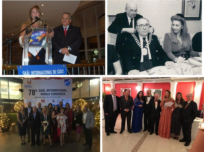 Imágenes de eventos de Skål con Josefa Díaz Delgado en diferentes momentos.