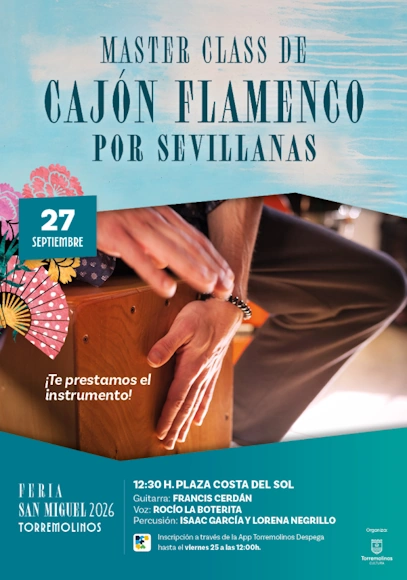 Master Class de Cajón Flamenco por Sevillanas en la Feria de San Miguel 2026
