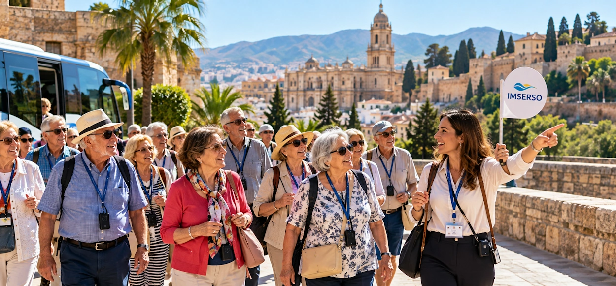 Viajeros del Imserso en una excursión cultural en grupo